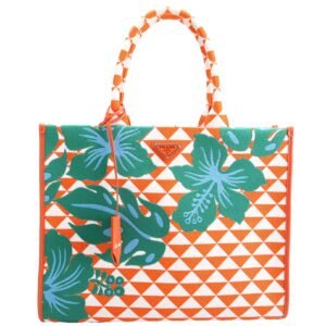 1BA356 Symbole Embroidered Tote Orange/White