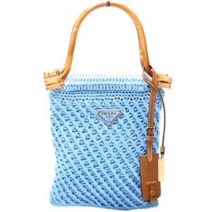 1BA461 Crochet Mini Bamboo Top Handle Blue