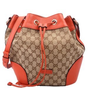 388703 GG Canvas Drawstring Bucket Orange