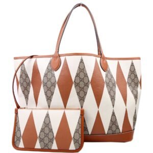 726755 GG Supreme Rhombus Tote With Pouch Large Brown