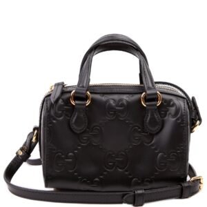 790130 Jumbo GG Leather Mini Boston Black