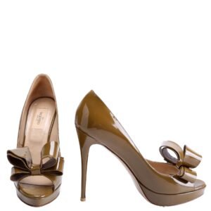 Bow Patent Platform Pumps Size 39 Olive Green