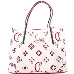 Cabarock Loubinthesky Perforated Leather Large Tote White