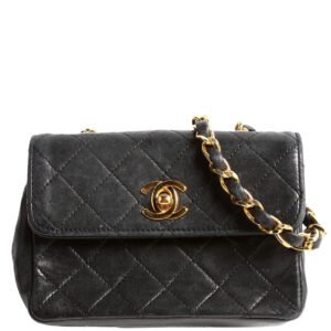 CC Quilted Lambskin Extra Mini Flap Bag 1M Vintage Black