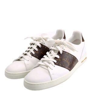 Frontrow Monogram Leather Sneakers Size 40 White and Brown
