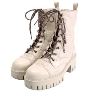 GG Matelasse Combat Boots Size 37.5 Cream