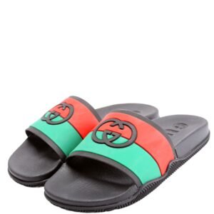 Interlocking G Web Stripe Slides Size 36 Black