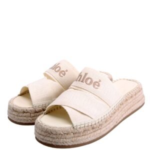 Mila Platform Logo Sandals Size 37 Ivory