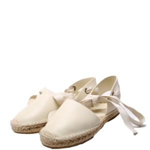 Nicely-D Ankle Tie Espadrille Flats Size 37.5 Cream