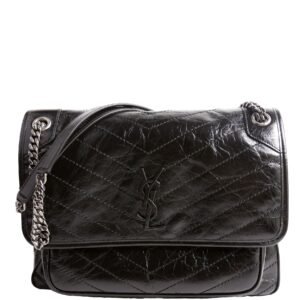 Niki Large Crinkled Leather 633157 Black