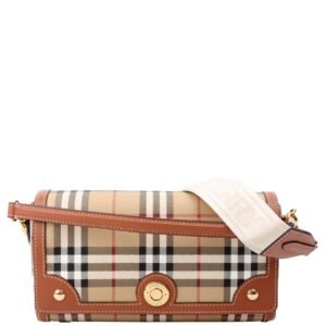 Note Top Handle Crossbody Check Coated Canvas Brown