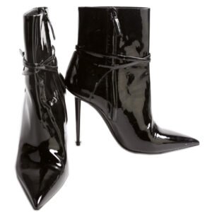 Padlock Patent Ankle Booties Size 39.5 Black