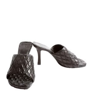 Quilted Rose Embroidered Mules Size 38 Black