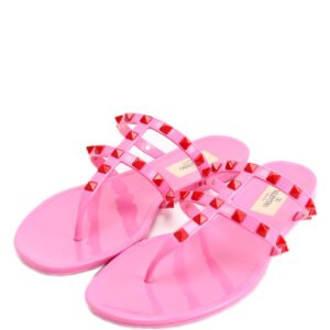 Rockstud T-Strap Rubber Sandals Size 38 Pink